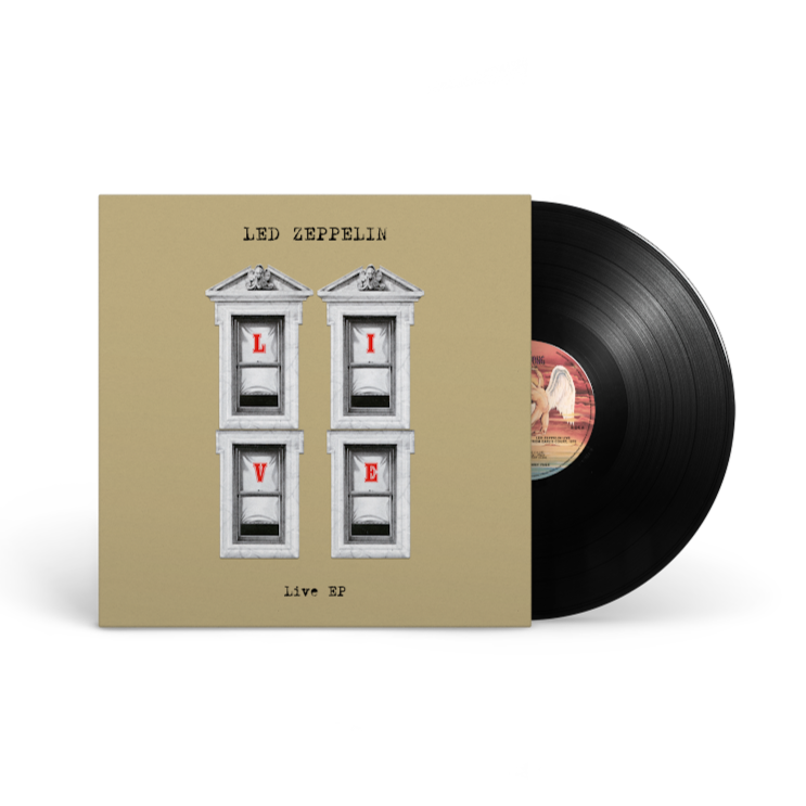 Led Zeppelin - Live EP Vinyl record with a beige cover featuring 'Led Zeppelin' and 'Live EP' text.