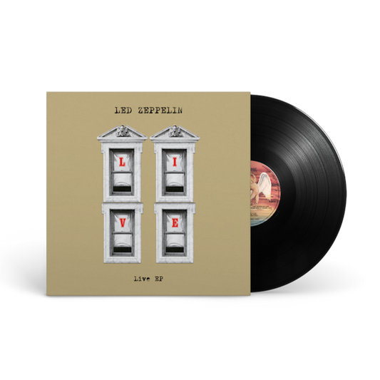 Led Zeppelin - Live EP Vinyl record with a beige cover featuring 'Led Zeppelin' and 'Live EP' text.