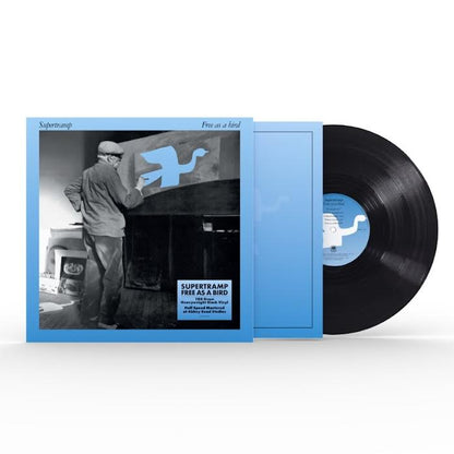 Supertramp - Free as a Bird (Half Speed Master) Vinyl record with blue cover featuring a person and bird illustration on a white background