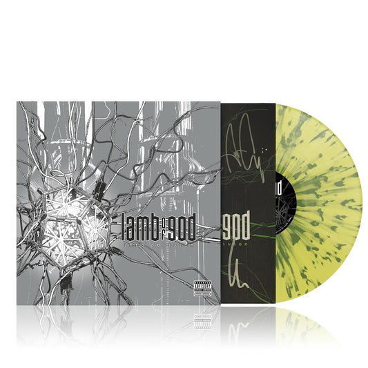 Lamb Of God into oblivion album splatter vinyl white background
