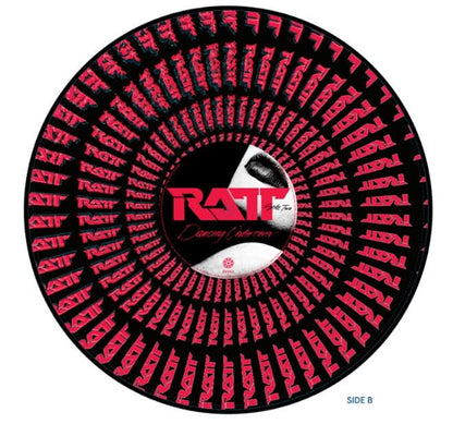 Ratt - Dancing Undercover (40th Anniversary Zoetrope) Vinyl A circular black and red dance floor disc with the RATP Dancing Cadeaux logo in the center, shown on a plain white background with 'SIDE B' printed in the bottom right corner.