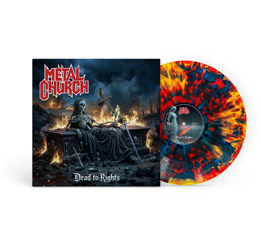 Metal Church - Dead To Rights Vinyl record and cover for 'Metal Church Dead to Rights' with fiery design.