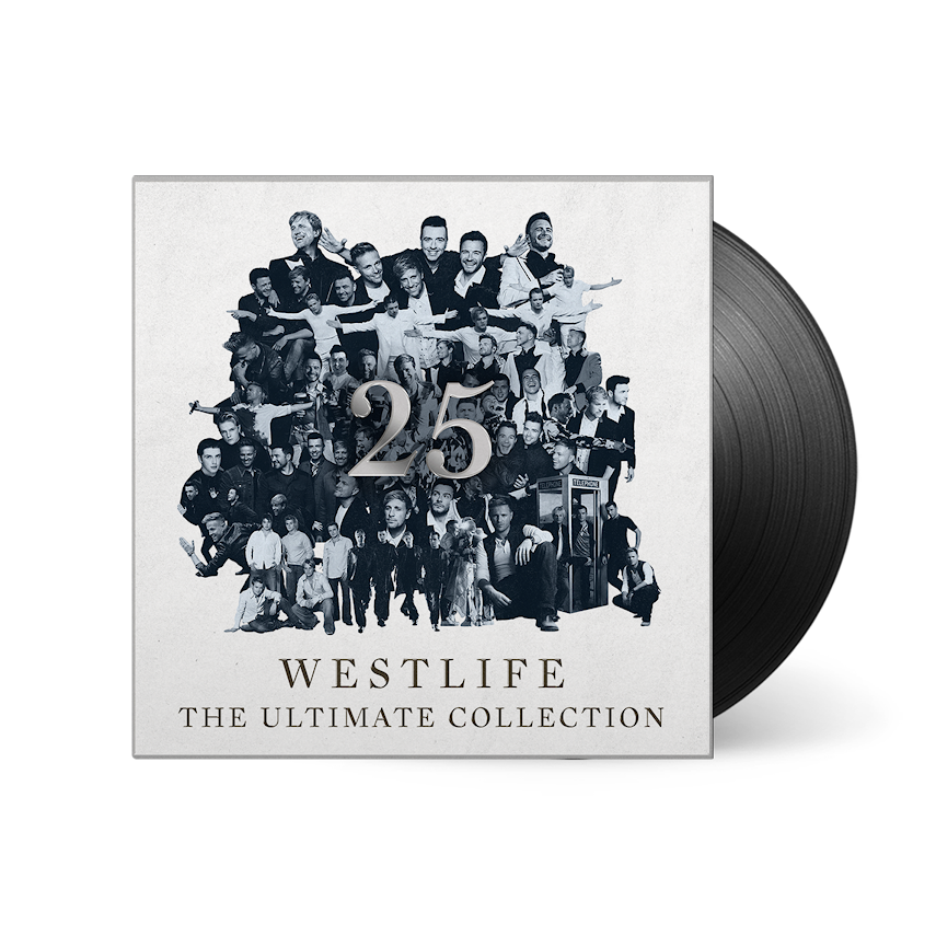 Westlife - 25 The Ultimate Collection Vinyl Vinyl record with Westlife album cover featuring a collage of the band members and the number 25.