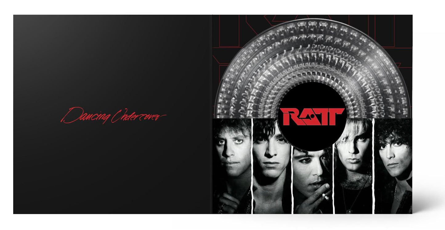 Ratt - Dancing Undercover (40th Anniversary Zoetrope) Vinyl Album cover with band members and 'RATF' logo on a black background