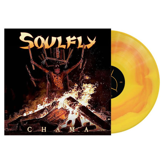 Soulfly - Chama Vinyl record with 'Soulfly' album cover featuring a person on fire and the album name.