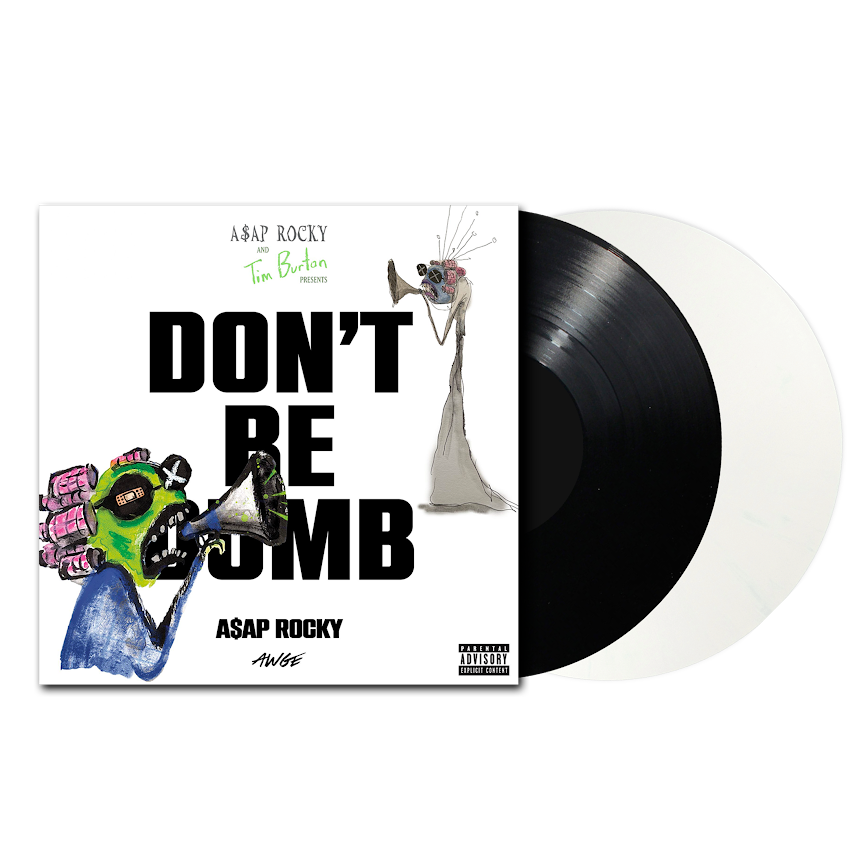 A$AP Rocky - Don't Be Dumb (Black & White) Vinyl Vinyl record with 'Don't Be Bummed' cover featuring A$AP Rocky on a white background