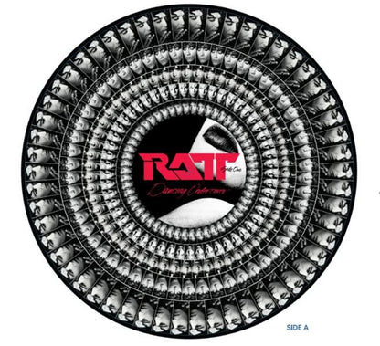 Ratt - Dancing Undercover (40th Anniversary Zoetrope) Vinyl Vinyl record with a spiral of faces and Ratt logo on a white background