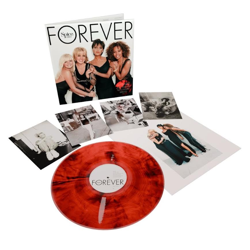 Spice Girls - Forever Vinyl record with 'Forever' cover and photos on a white background