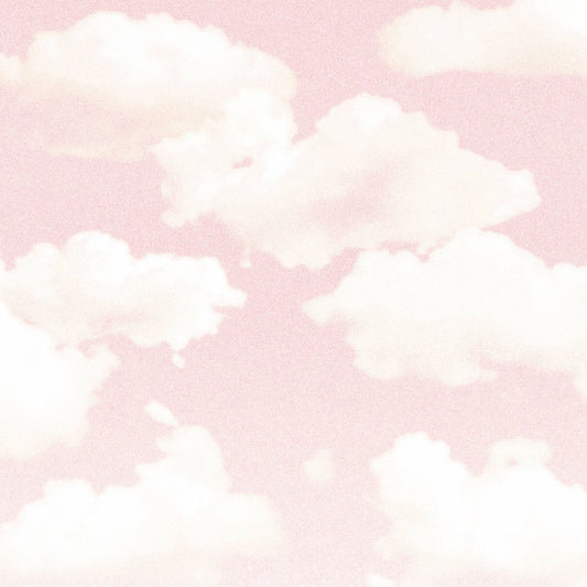 Turnstile - GLOW ON Pastel pink background with fluffy white clouds