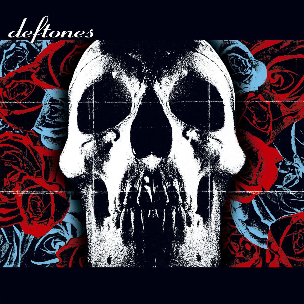 Deftones - Deftones Album cover with a skull and red roses, featuring the band 'deftones'.