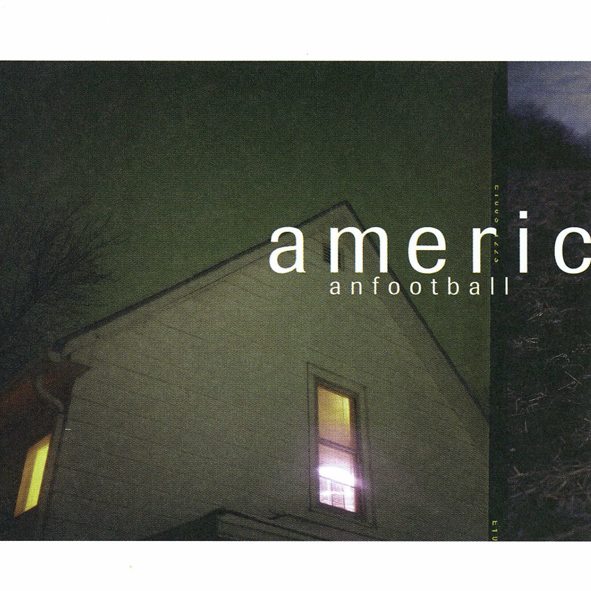 American Football - American Football Album cover with a house at night and the word 'americanfootball' on a dark background