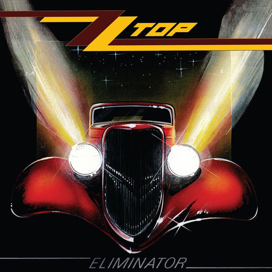 ZZ Top - Eliminator Vinyl Album cover of ZZ Top's 'Eliminator' with a red car and bright lights.