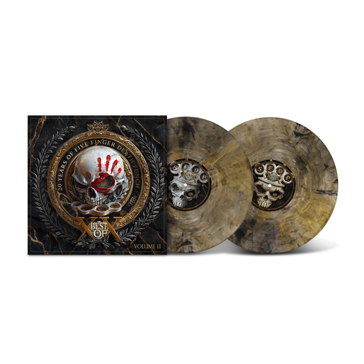 Five Finger Death Punch - Best Of - Volume II Vinyl records with a skull design on a white background