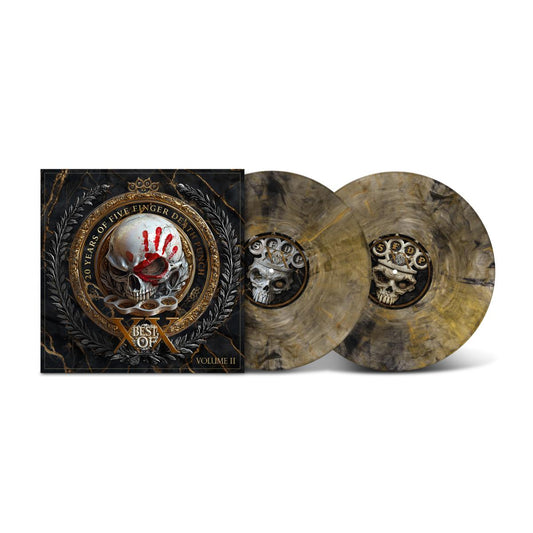 Five Finger Death Punch - Best Of - Volume II Vinyl records with a skull design on a white background