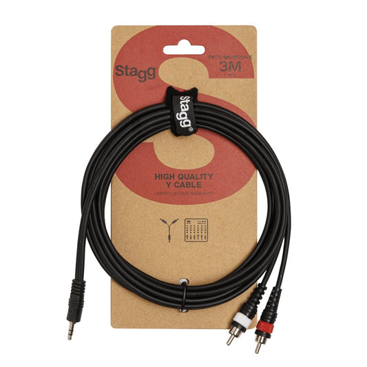 Stagg SYC3/MPSB2CM E 3m / 10ft Stereo Mini Jack to RCA Splitter Cable
