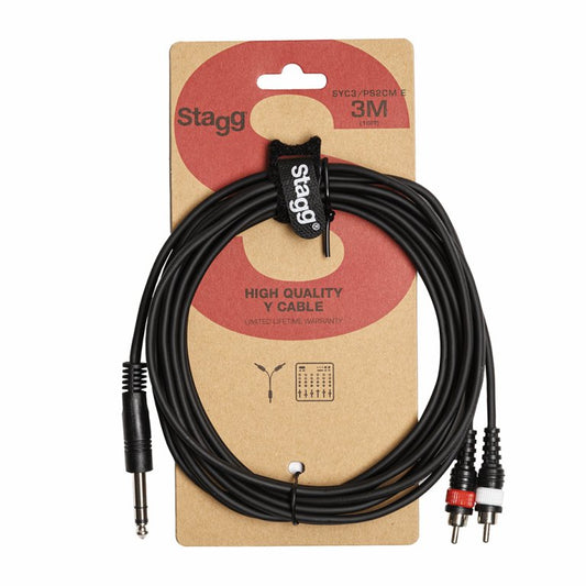 Stagg SYC3/PS2CM E 3m / 10ft Stereo Jack to RCA Splitter Cable