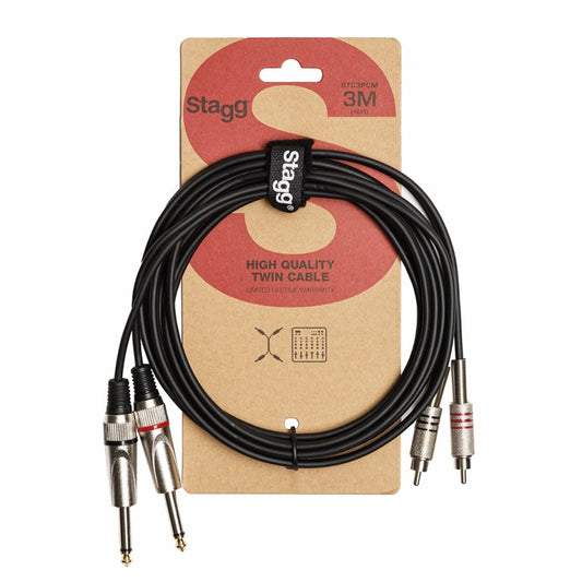 Stagg STC3PCM 3m / 10ft RCA to 2x Jack Twin Cable