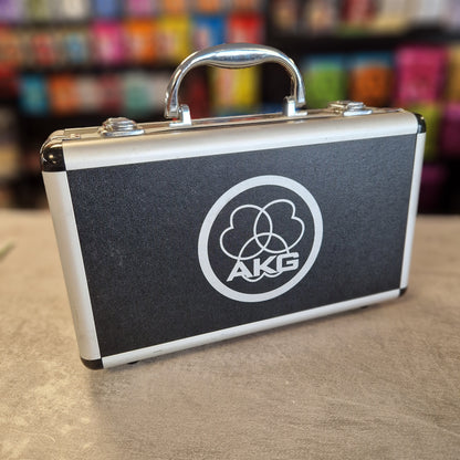 AKG C1000S Black case with AKG logo on a blurred background