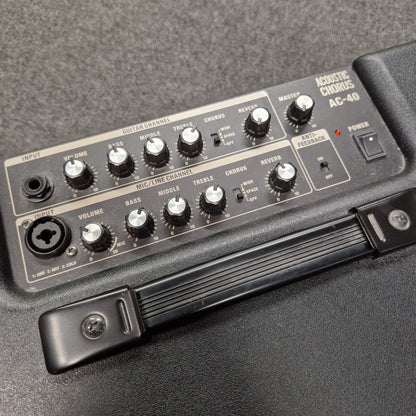 Pre-Owned Roland Close-up of a guitar effects pedal with control knobs on a gray background