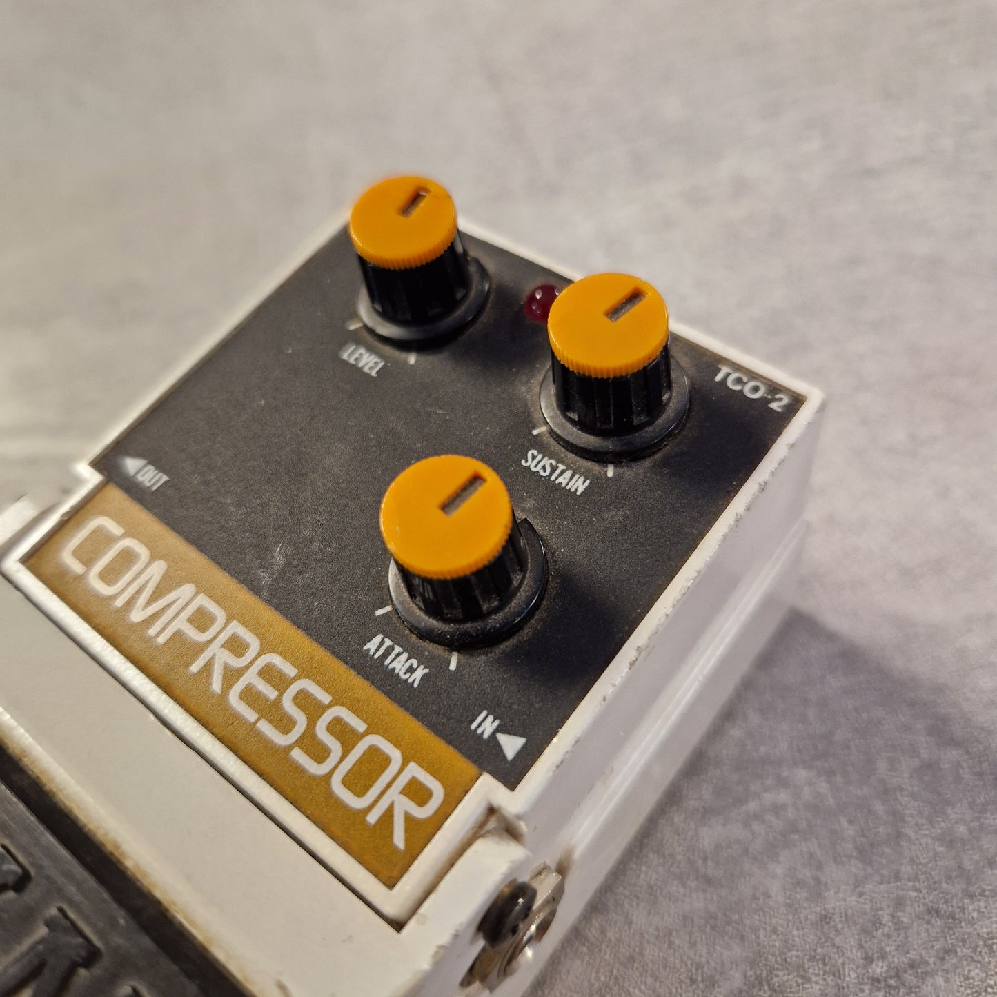 Pre-Owned Tokai Z-II TCO-2 Compressor pedal with three knobs on a gray background