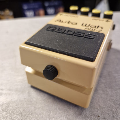 Pre-Owned Boss AW-2 Boss Auto Wah pedal on a light surface