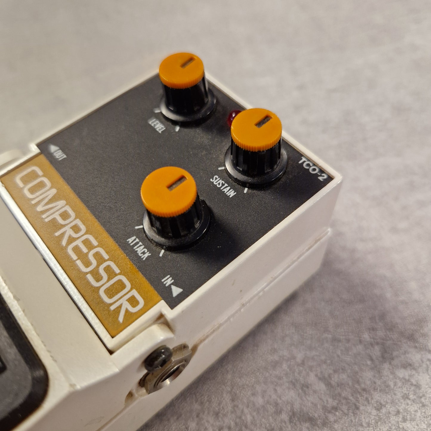 Pre-Owned Tokai Z-II TCO-2 Compressor pedal with three knobs on a gray background