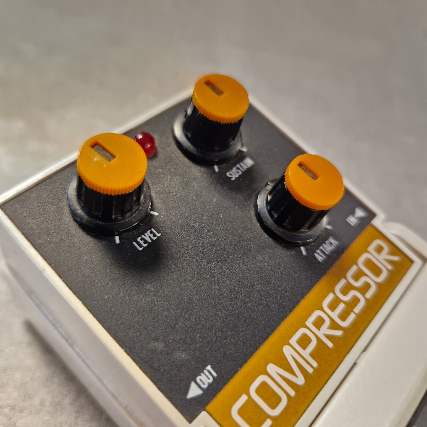 Pre-Owned Tokai Z-II TCO-2 Compressor pedal with three knobs on a gray background