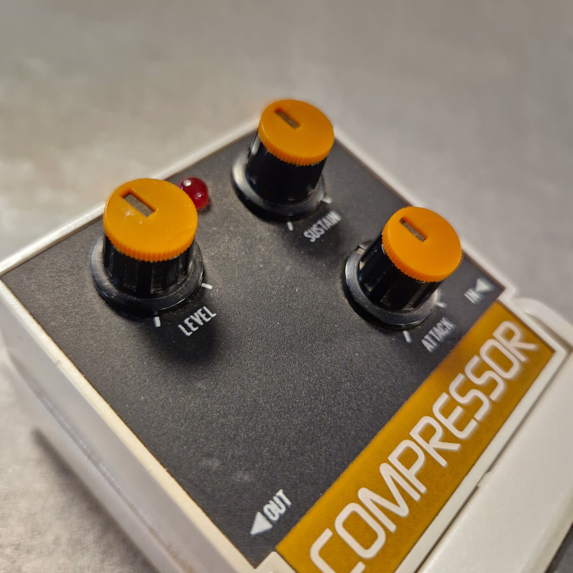 Pre-Owned Tokai Z-II TCO-2 Compressor pedal with three knobs on a gray background