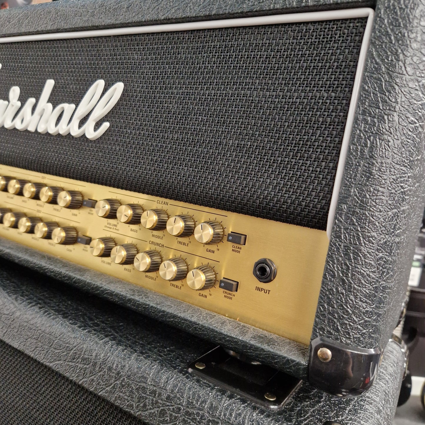 Pre-Owned Marshall JVM410H Marshall amplifier with control knobs and brand logo