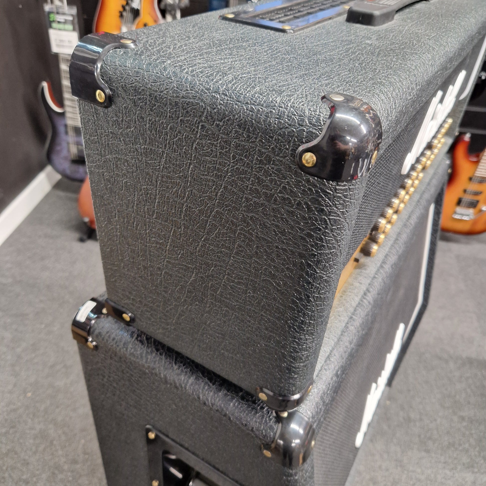 Pre-Owned Marshall JVM410H Close-up of a guitar amplifier with a textured surface