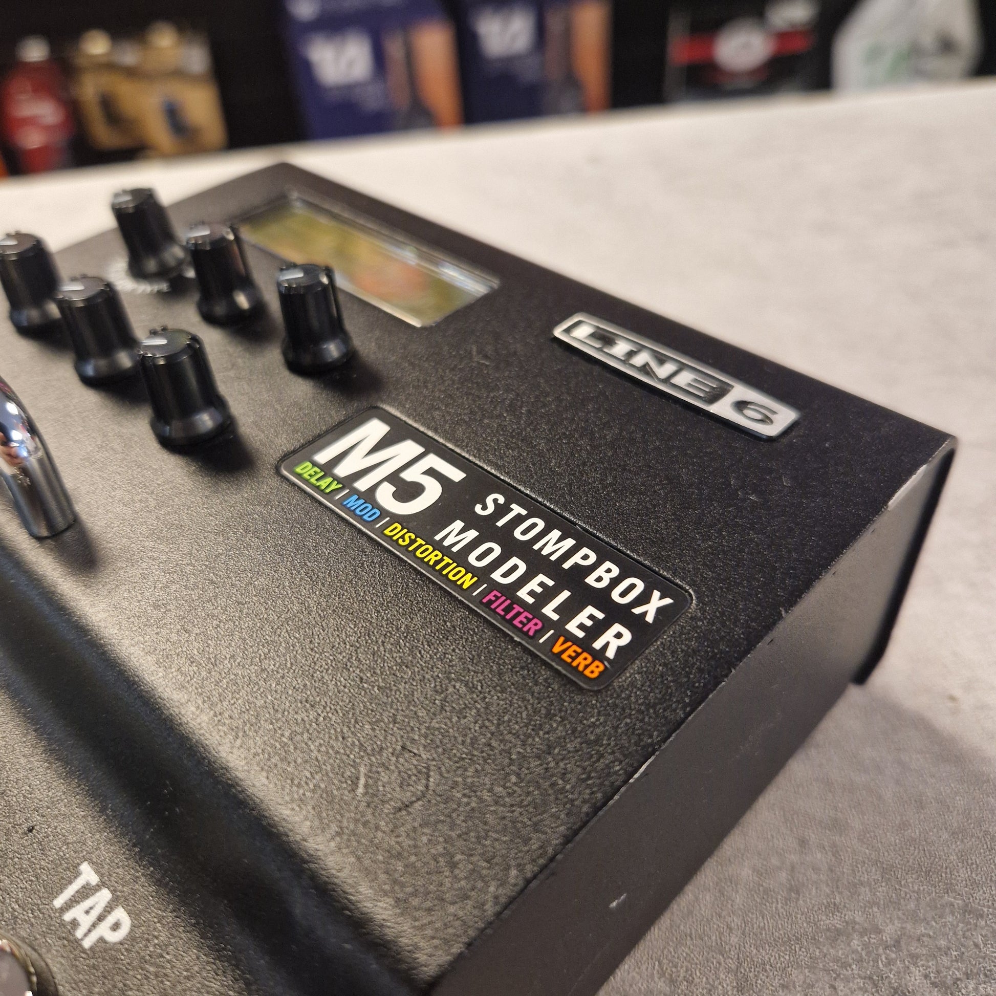 Pre-Owned Line 6 M5 Line 6 M5 Stompbox Modeler guitar effects pedal with visible branding.