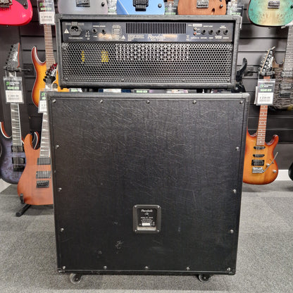 Pre-Owned Randall KH-120 Black speaker cabinet with visible branding in a music store setting