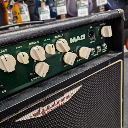 Pre-Owned Ashdown MAG-C210T-300EVO Guitar amplifier with control panel featuring knobs and labels.