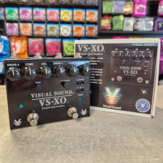 Pre-Owned Truetone VSXO Guitar effects pedal with 'Visual Sound VS:XO' branding on a gray surface.