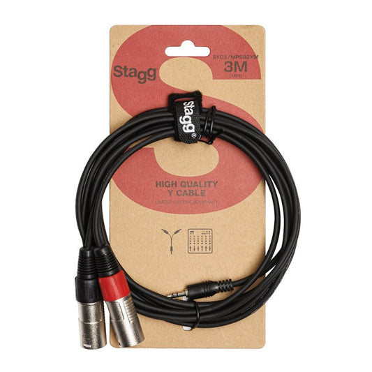 Stagg SYC3/MPSB2XM 3m / 10ft Stereo Mini Jack to 2x XLR Male Splitter Cable
