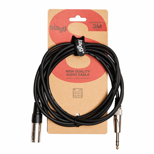 Stagg SAC3PSXM DL 3m / 10ft Stereo Jack to XLR Male Audio Cable