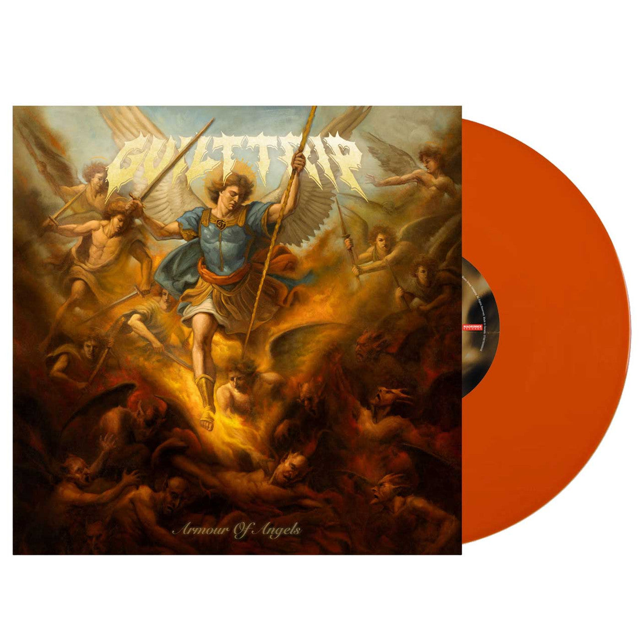 Guilt Trip - Armour Of Angels Vinyl record with a colorful cover featuring an angelic scene