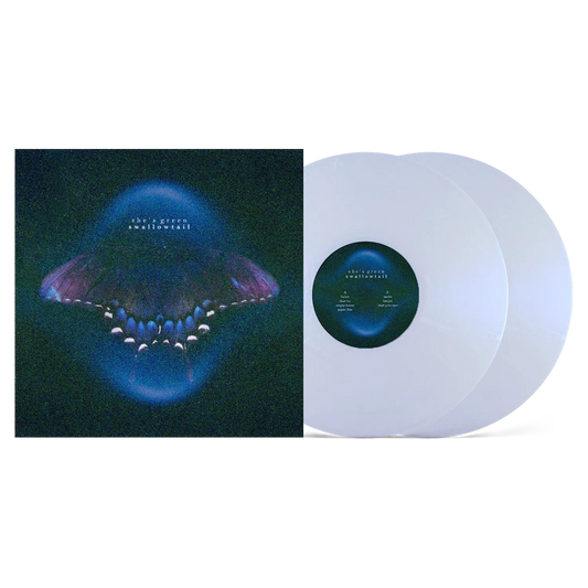 She's Green - Swallowtail Vinyl record with a cover featuring a blue and purple abstract design on a white background