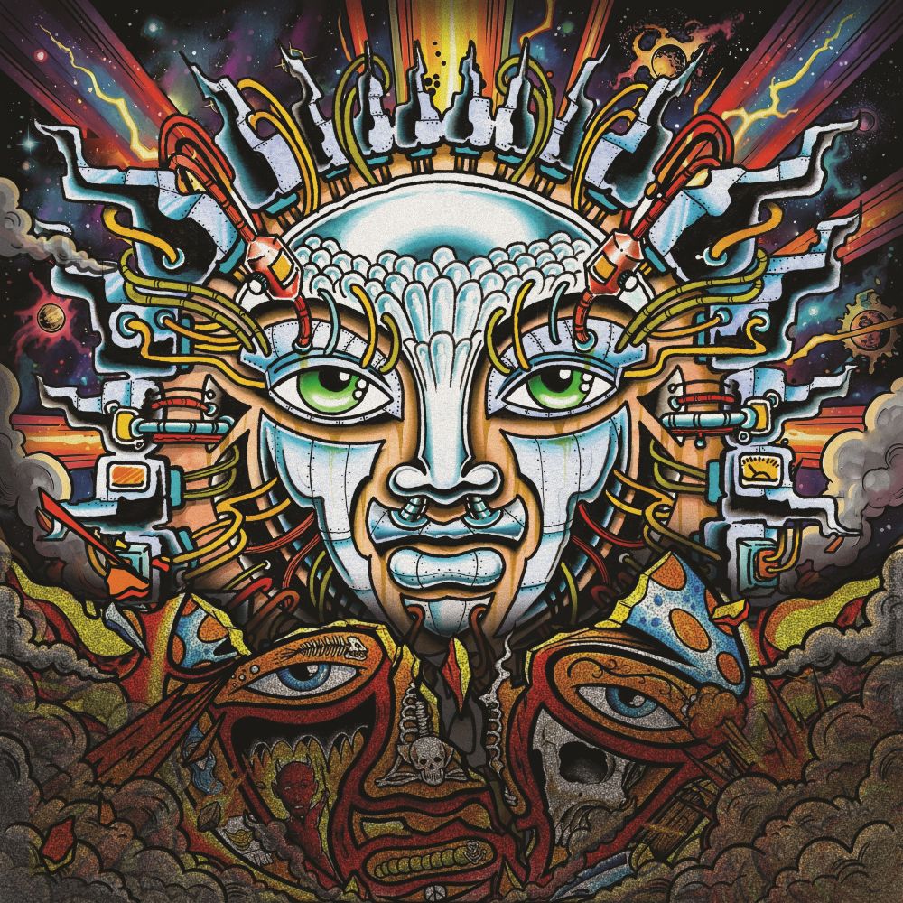 Sublime - Until The Sun Explodes Colorful abstract artwork with a face-like design and intricate patterns.