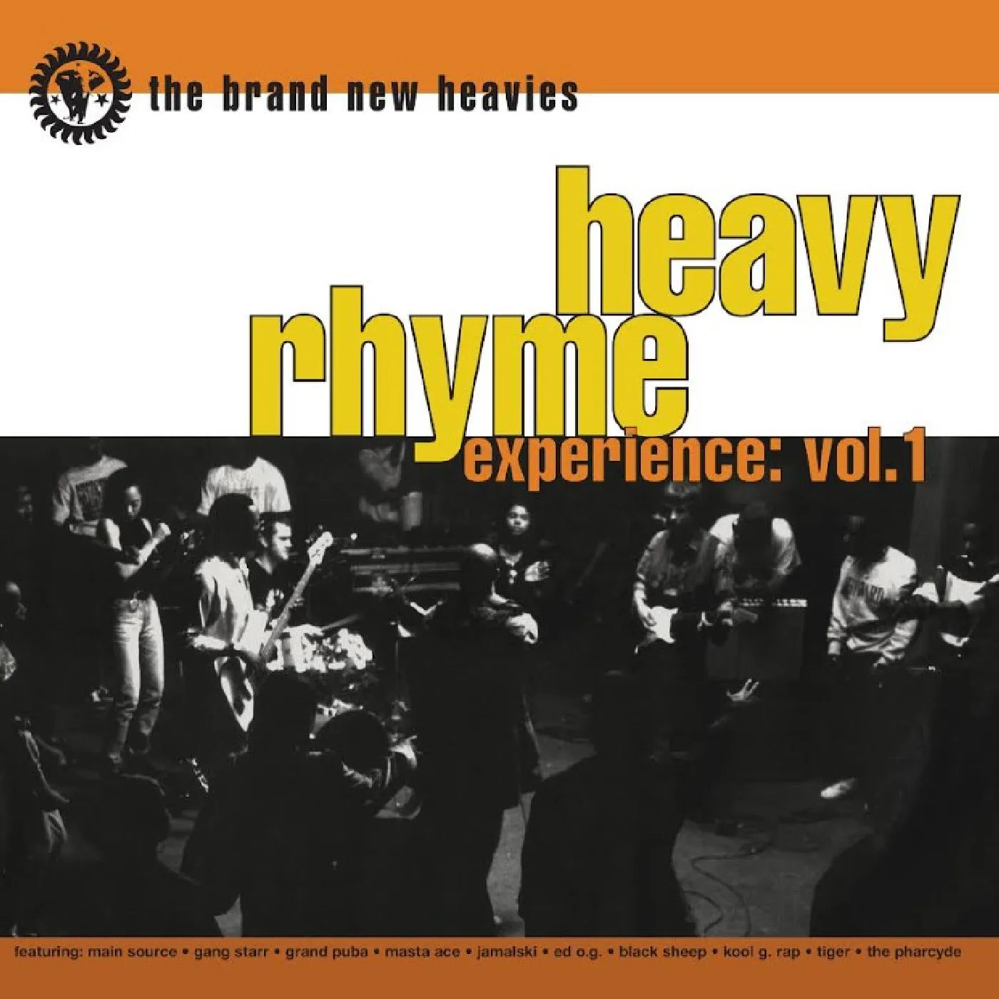 The Brand New Heavies - Heavy Rhyme Experience Vol. 1 (Limited Edition White) Vinyl RSD26 Album cover for 'Heavy Rhyme Experience: Vol. 1' by the brand new heavies with a concert scene and text.