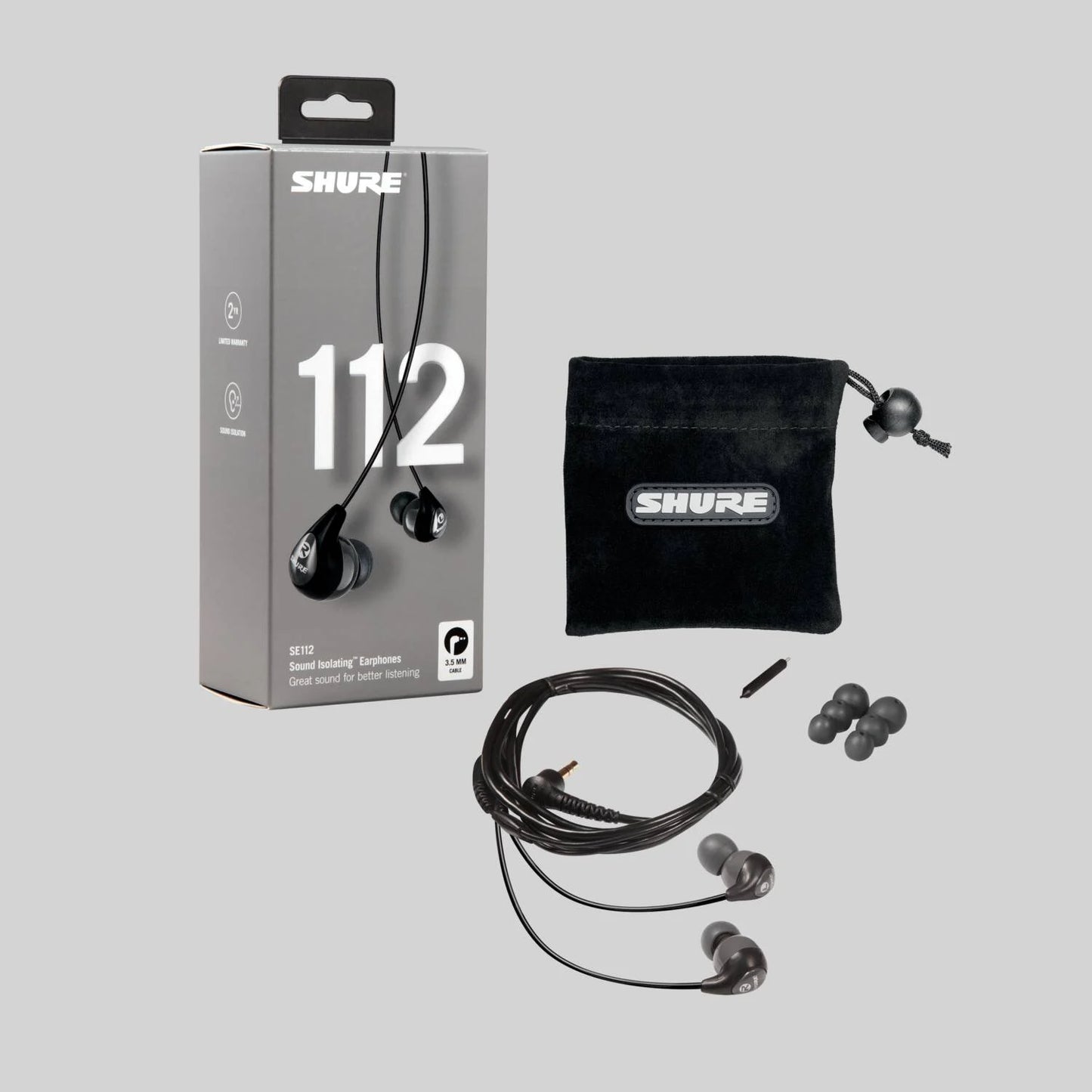 Shure SE112-GR-EFS Professional Sound Isolating Earphones - Grey