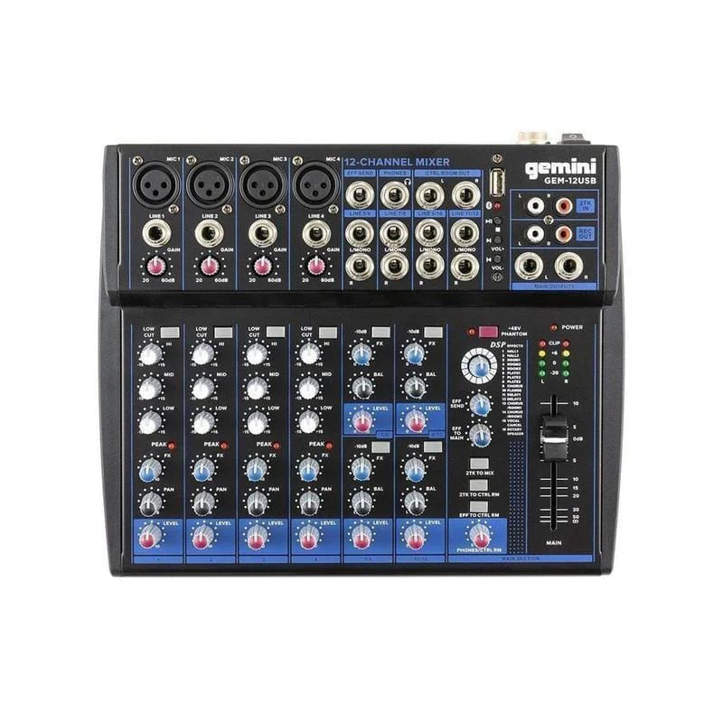 Gemini GEM-12USB Compact 12 Channel Bluetooth Mixer