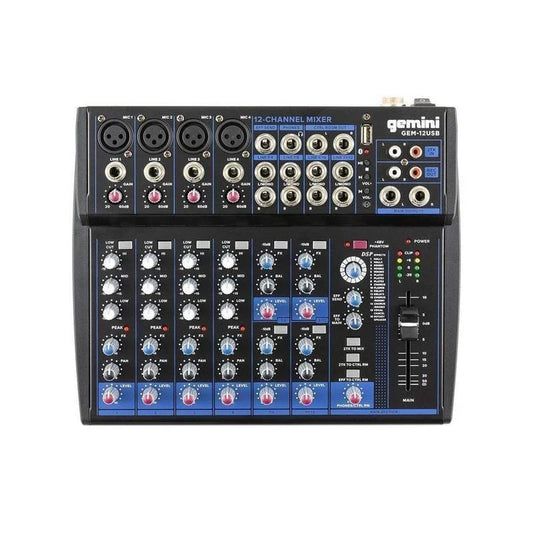 Gemini GEM-12USB Compact 12 Channel Bluetooth Mixer