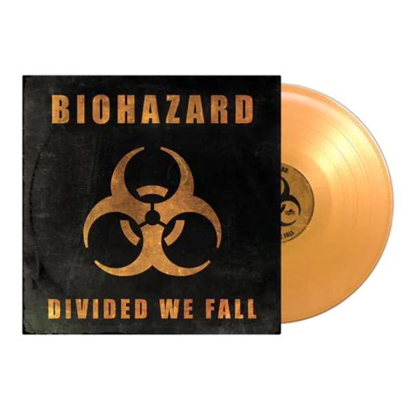Biohazard - Divided We Fall with an orange vinyl on a white background