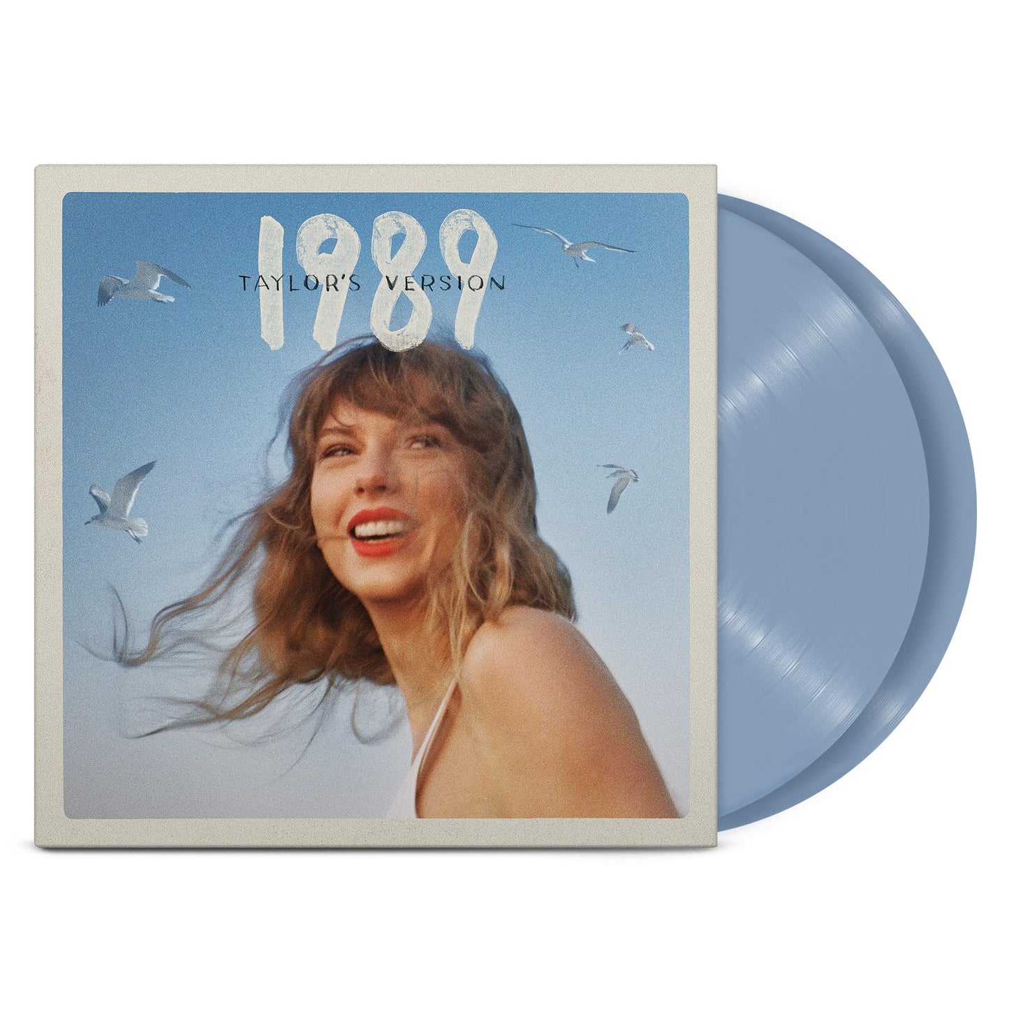 Taylor Swift - 1989 (Taylor's Version Crystal Skies Blue) Vinyl Vinyl record with a cover featuring a person and the text '1989 Taylor's Version' against a blue sky with birds.