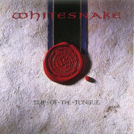 Whitesnake - Slip Of The Tongue Vinyl Album cover for 'Whitesnake' with a red wax seal and ribbon on a textured background