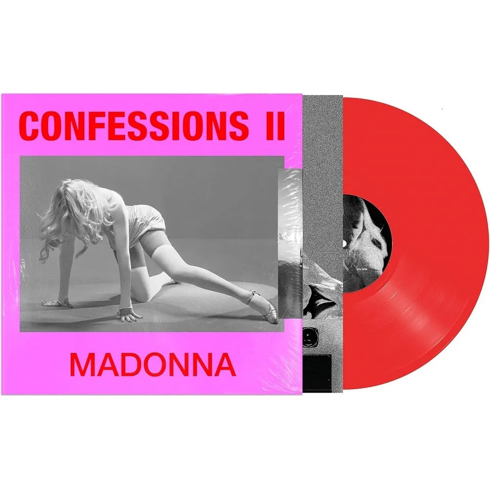 Madonna - CONFESSIONS II (Translucent Red) Vinyl Madonna 'Confessions II' vinyl record LP with its illustrated cover sleeve and a translucent red vinyl disc partially visible.