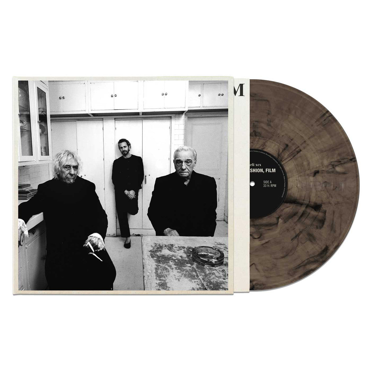 Charli XCX - Music, Fashion, Film (Black & Brown Yorkshire Smoke) Vinyl Vinyl record with a black and white photo of three people on the cover