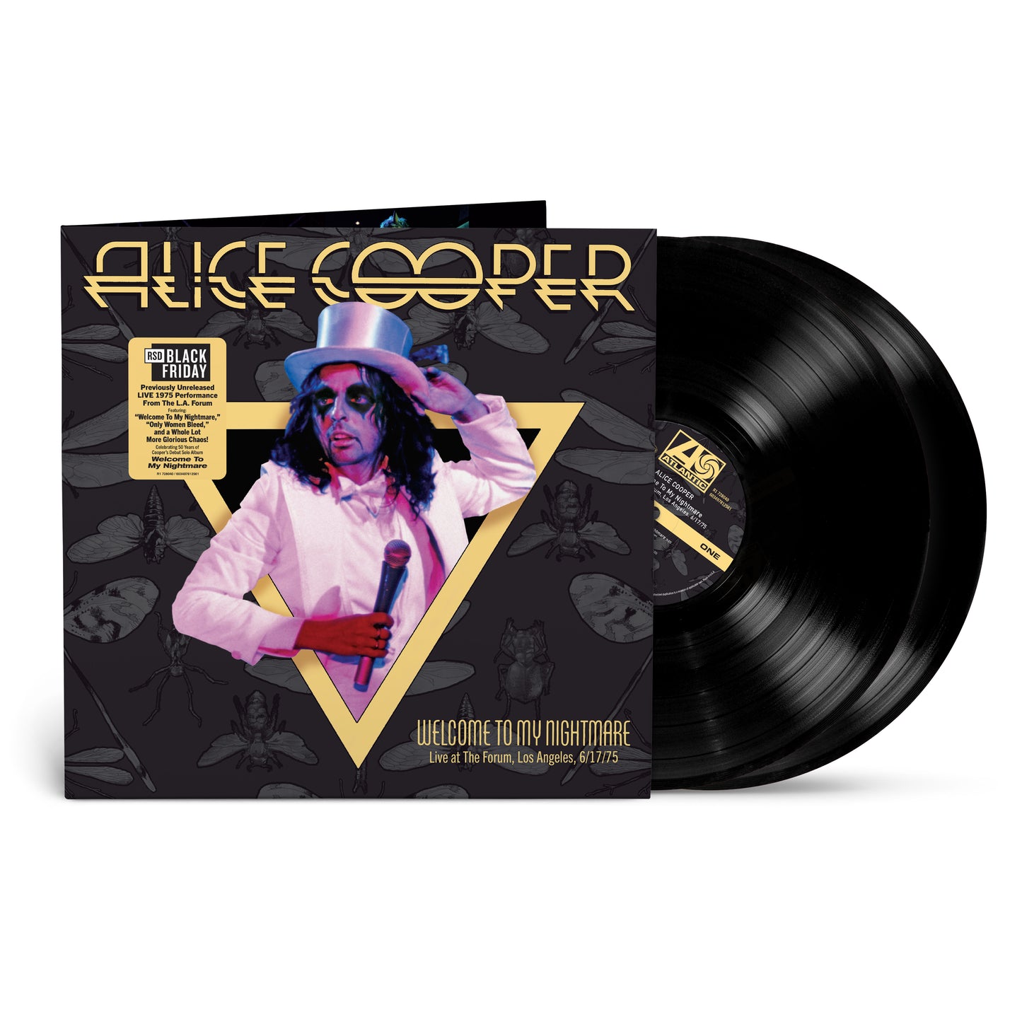 Alice Cooper - Welcome To My Nightmare Vinyl record and cover with Alice Cooper design on a white background