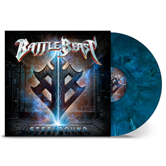 Battle Beast - Steelbound Vinyl with marbled effect on a white background